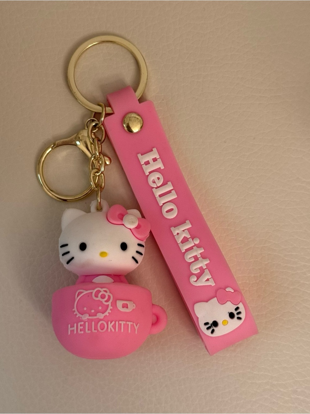 Hello Kitty Keyring with Gold Hardware